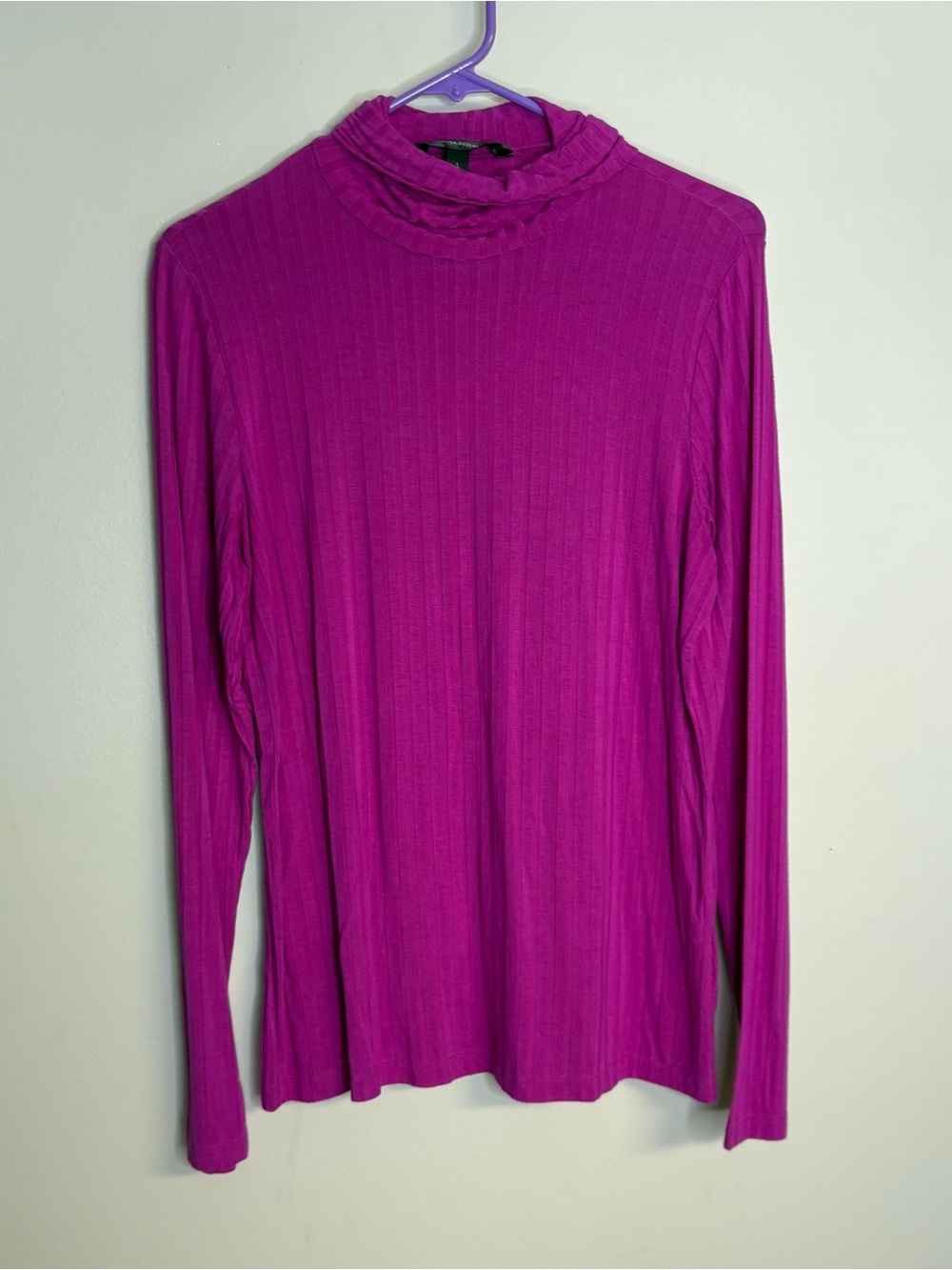 Banana Republic Ribbed Mock Neck Long-Sleeve Top - Fuchsia